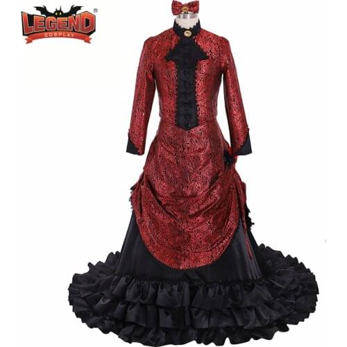 Victorian Dresses medieval Bustle dress Ball Gowns Reenactment Costumes Steampunk Gothic Bustle gown dress red gown dress