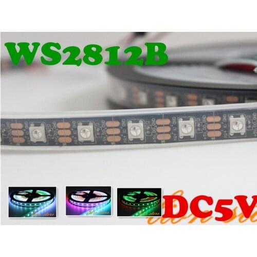Waterproof IP20/IP67 Black PCB 5 Meters Individually Addressable Color WS2812B 5050 SMD RGB WS2811 LED Strip 60 LEDs/M DC 5V