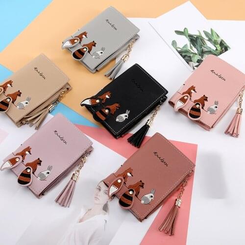 Wallet Women Cute Embroidery Short Wallet PU Leather Purse Short Female Coin Wallet Zipper Clutch Coin Purse Credit Card