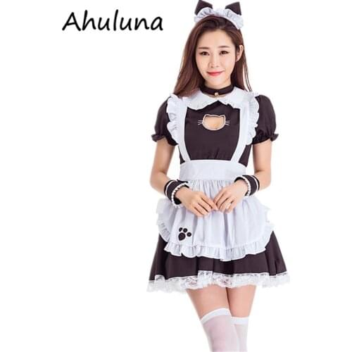 Spring Autumn Female Black Cat Maid Costume Lolita Cosplay Tutu Skirt Lolita Costumes Kawaii Dress C205