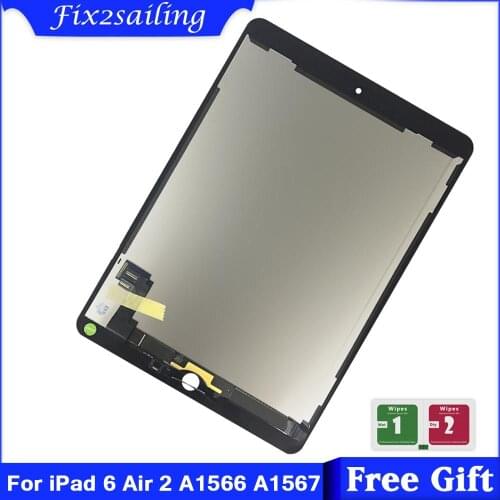 100% AAA+ Quality LCD For Apple iPad 6 Air 2 A1567 A1566 9.7'' Lcd Display Touch Screen Digitizer Assembly Replacement Parts
