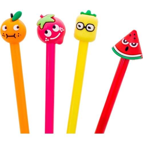 1 Pcs Korean Stationery Fruit Creative Cartoon Fruit Neutral Pen Kawaii Office Learning Black Signature Pen Student Stationery