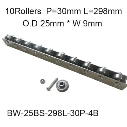 10pcs wheels 30mm Pitch * 298mm Long Skate Wheel Conveyor Wheel 25mm O.D.* 9mm Width Gravity Conveyor roller Capacity 30Kgf