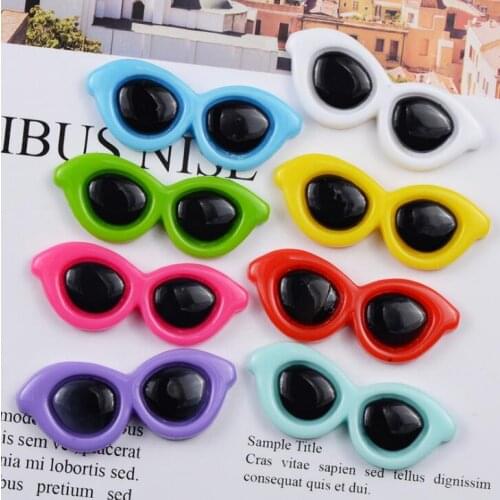 10pcs/lot Kawaii Cartoon round glasses flatback Resin Cabochons Embellishments Scrapbook Craft DIY Hair Accessories