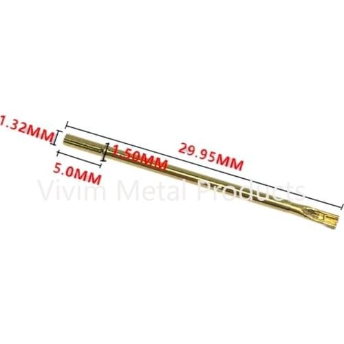 100 PCS RL75-3S Round Double Tube Gold Plated Spring Test Probe Length 30mm Needle Tube Diameter 1.32mm Power Tool Test Probe