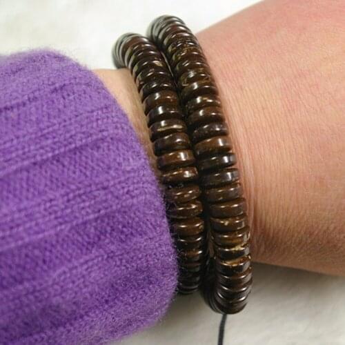 110PCS Natural Brown Coconut Shell Wood Buddhism Spacer Bead For Jewelry Making DIY Bracelet For Jewelry Accessories