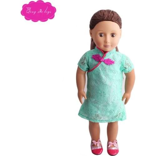 18 inch Girls doll skirt Chinese style cheongsam design American newborn Dress Baby toys fit 43 cm baby dolls c35