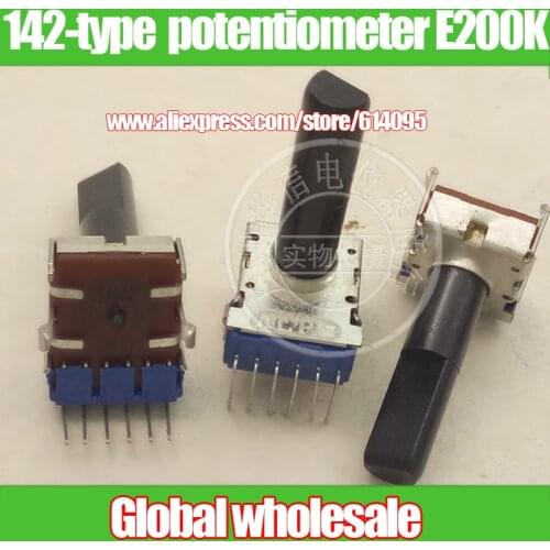 2pcs ALPS 142-type vertical double potentiometer E100K / 6 feet / with stepping 21 points / handle length 23MMF