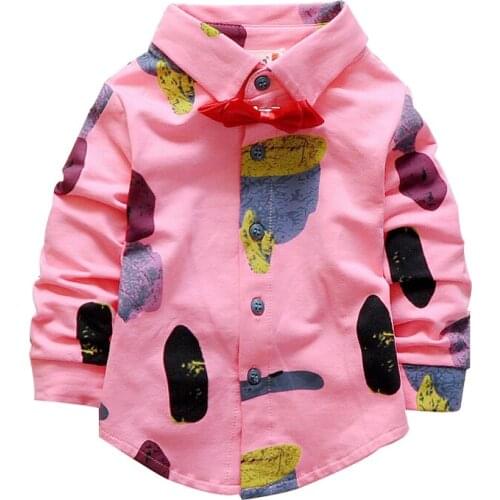 2016 Spring High quality fashion cotton long-sleeved collar shirt printing children long shirt 0-3 year boy girls shirt children