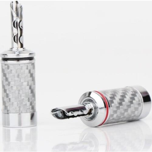 4pcs Acrolink styl Rhodium Carbon fiber Banana Plug Copper Speaker Connector plug
