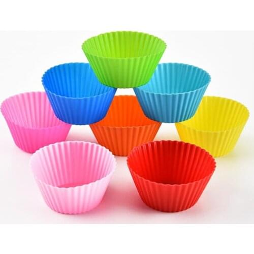 6/12pcs Silicone Cake Mold Round Shaped Muffin Cupcake Baking Molds Kitchen Cooking Bakeware Maker DIY Cake Decorating Tools