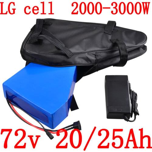 Free customs tax 72V 20AH Triangle Lithium battery 72V 2000W 3000W use LG cell 72V 20AH electric bike battery pack +5A charger