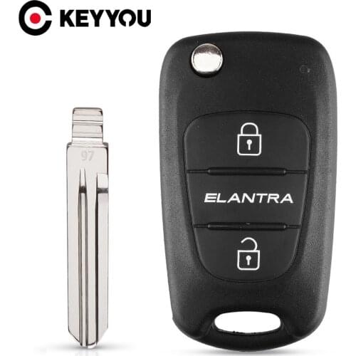 KEYYOU 10x 3 Buttons Remote Flip Key Shell Case Fob For Hyundai ELANTRA Keyless Entry Fob Cover With Badge