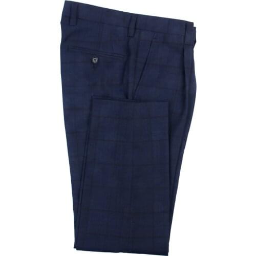 Plaid Pants Men Custom Made Sim MenS Fashion Trousers Midnight Blue Check Dress Pants Men Checked Business Casual Elegant Man