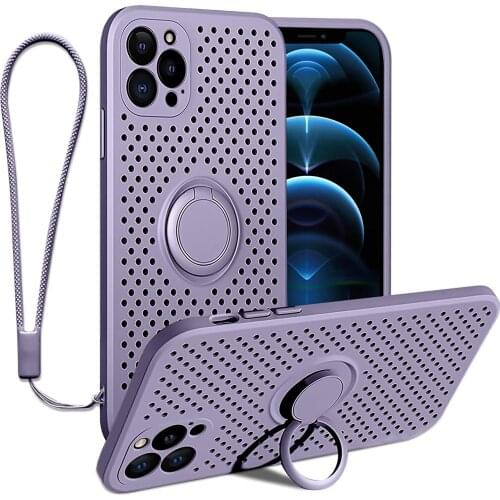 For iPhone 12 Pro Max 11 XR Case, Ultra Soft Heat Dissipation Breathable Cooling with 360 Degree Rotation Finger Ring Kickstand