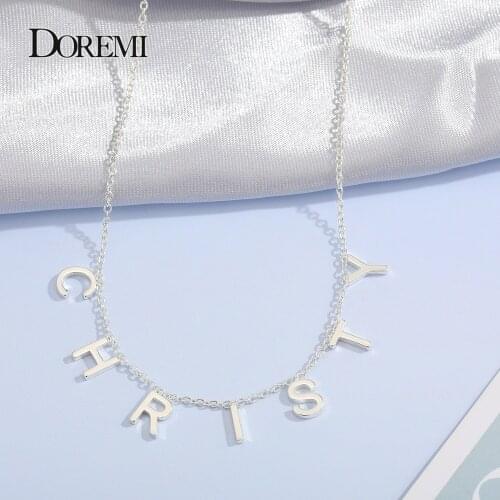 DOREMI Fashion Custom Name Necklaces for Women Plain letters Family Gift vintage Personalized Nameplate Name Necklace Gold