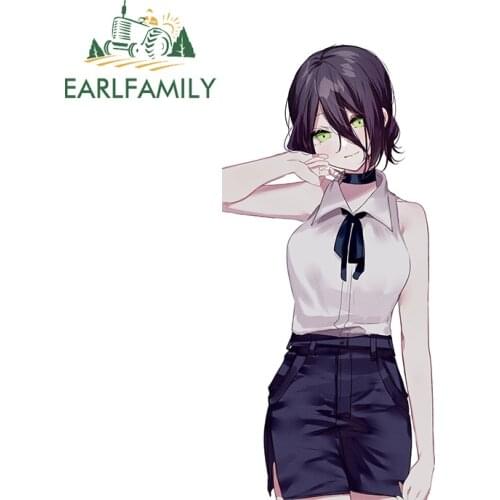 EARLFAMILY 13cm x 6.2cm for Chainsaw Man Car Sticker Vinyl Car Wrap Decal Scratch-Proof Waterproof Air Conditioner Decoration