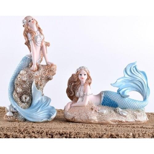 EUROEPAN CREATIVE MERMAID ORNAMENTS ART HOME BEDROOM FURNISHING RESIN CRAFTS OFFICE DESKTOP FIGURINES ACCESSORIES DECOR R4537