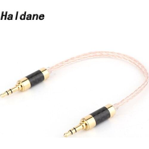 Haldane DIY 3.5mm Stereo 3pole Male to Male OCC Single Crystal Copper Silver Mixed Audio Adapter Cable for Amplifier Player