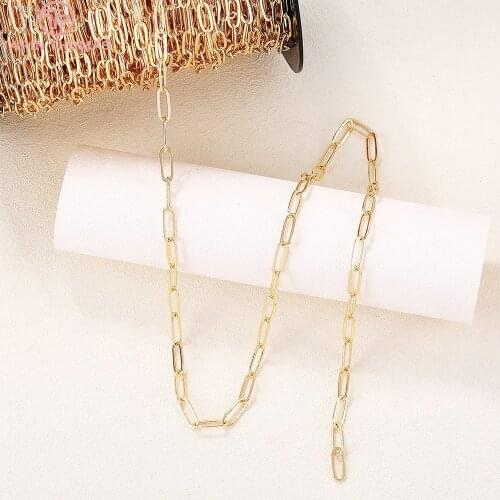 1 Meter Width 4.7MM Thickness 1.1MM 24K Gold Color Plated Brass Necklace Chains High Quality Diy Jewelry Findings Accessories