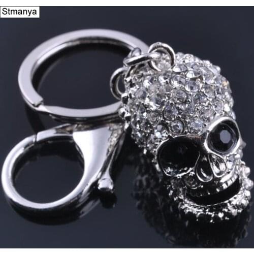 Hot Women Shine Glitter Skull High Quality Metal Key Holder Bag Vintage Accessories New Men Best gift Jewelry K2042