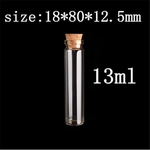 18X80X12.5 mm 13 ml Mini Glass Bottles With Cork Empty Clear Transparent Glass Bottles Glass Vial Wishing Bottles 100 pcs