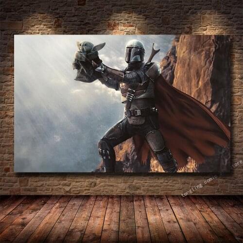 The Mandalorian Star Wars Yoda Canvas Painting Wall Art Poster Hand Painted Prints On Canvas For Living Room Home Decoration