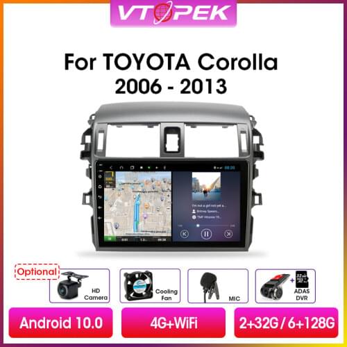 Vtopek 9" DSP 4G+WiFi 2 din Android Car Radio Multimedia Players For Toyota Corolla E140/150 2006-2013 GPS Navigation Head Unit