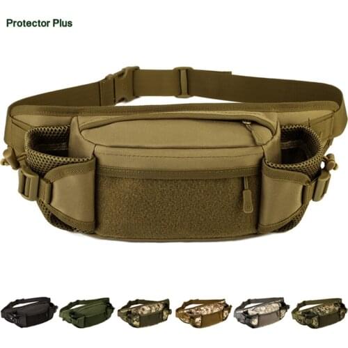 Men Water Bottle Phone Pouch Waist Bag Chest Bag Outdoor Hunting Hiking Tactical Belt Pack Military Patrol Camo Fanny Pack