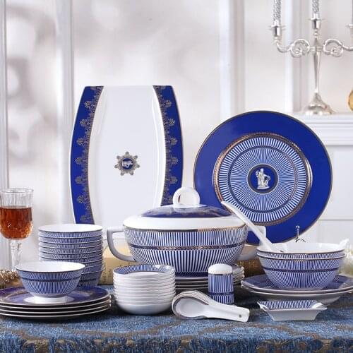 Ceram Dinnerware set western-style chinaware gift box 48pcs dishes bone china household high quality for marry gift