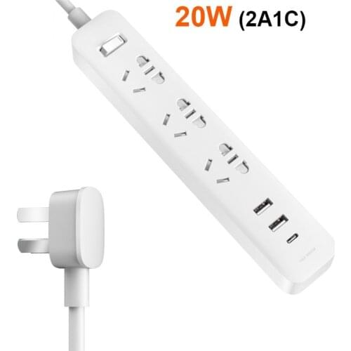 New Xiaomi Socket Mi Mijia QC3.0 20W Fast Charging Power Strip 2A1C 3 Sockets Standard Plug Interface Extension Lead 1.8m