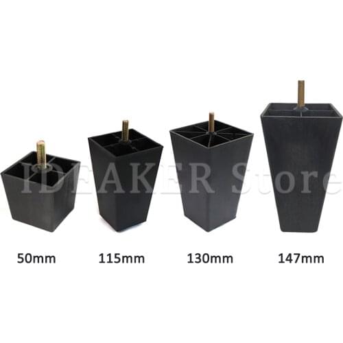 Multi-size Square Plastic Furniture Legs Replacement Sofa Legs With M8 Bolts For Couch Cabinet Bed tv stands