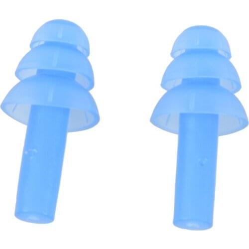 Pair Swimming Dive Flexible Silicone Ear Plugs Earplug Blue