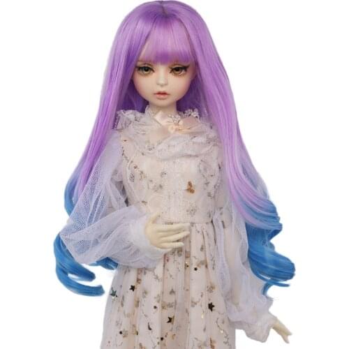 Aidolla 1/3 BJD Doll Hair Wig DIY Doll Accessories Gradient Purple Blue Long Bangs Curly Hair Big Roll Wig For DIY BJD/SD Doll