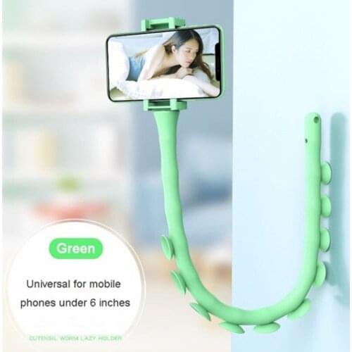 SHELLNAIL Cute Caterpillar Stand Lazy Mobile Phone Holder Worm Flexible Phone Suction Cup Mount for Bicycle Desk Wall
