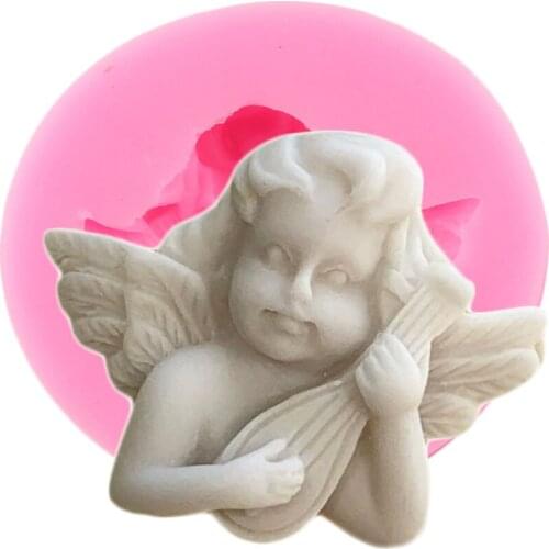Angel Playing Music Silicone Molds Baby Fondant Cake Decorating Tools Candy Clay Chocolate Gumpaste Mould DIY Craft Soap Moulds