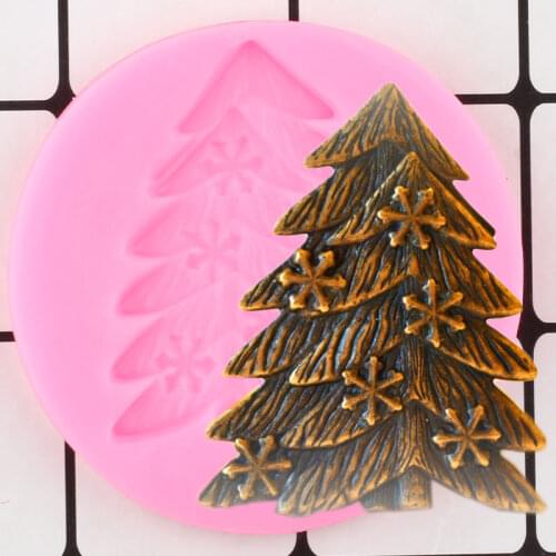 Pine Tree Snowflake Silicone Molds Christmas Cupcake Topper Fondant Cake Decorating Tools Candy Polymer Clay Chocolate Moulds