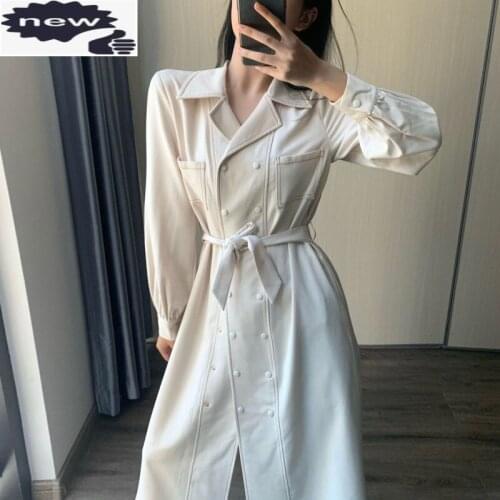 Autumn New Sashes Trench Coat Women Vintage Double Breasted Slim Overcoat Streetwear Office Lady Solid Color Long Windbreaker