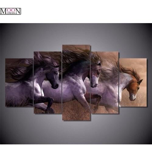 Triptych DIY Diy Diamond Painting Cross Stitch Running Horse Diy Diamond Mosaic Full Diy Diamond Embroider Decoration Needlework