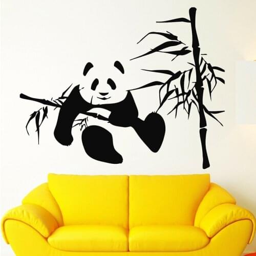Vinyl Wall Stickers Bamboo Panda Funny Animal Wall Decals panda Pattern Lazy Nursery Babys Room Decoration Accessories C128