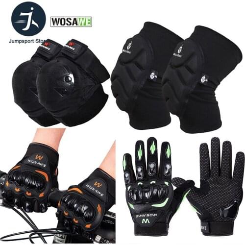WOSAWE 6pcs/set Sports Protective Sets Knee Elbow Pads Bike Racing Skating Ski Cycling Gloves Knee Protector Elbow Brace Support