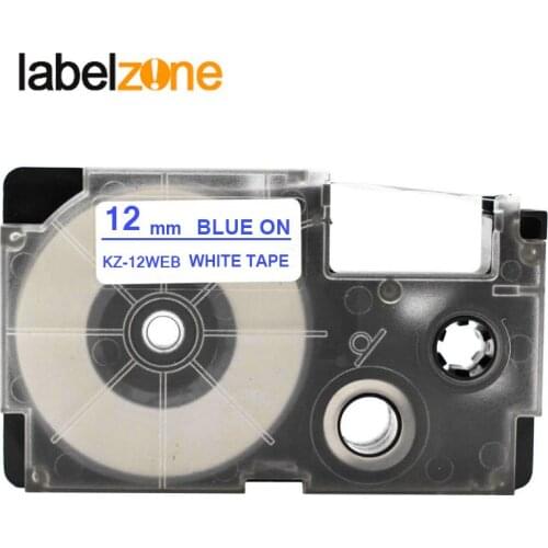 12mm*8m XR-12WEB Blue on white Laminated Label Tapes Compatible for KL60 KL100 KL120 KL750 KL780 KL820 KL7000 Label Printer