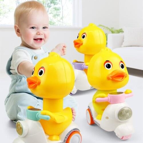 Pull Back Press Small Yellow Duck Baby Kids Toy Inertia Cartoon Motorcycle Car Clockwork Duck Wind Up Toys For Children