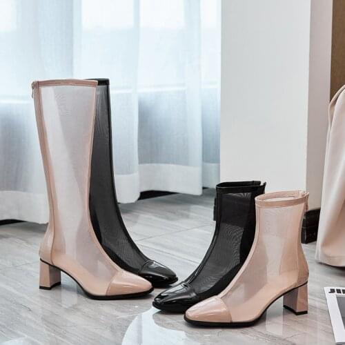 Women sandals 2021 Mesh high heels dress shoes for women plus size women shoes 44 45 46