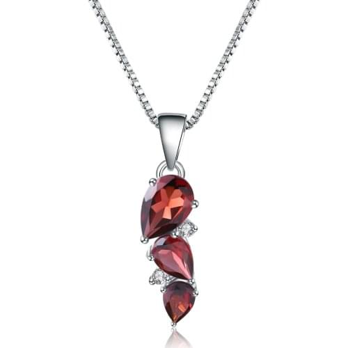 GEMS BALLET 925 Sterling Silver Birthstone 2.94Ct Natural Garnet Gemstone Pendant Necklace Wedding Fine Jewelry for Women Party