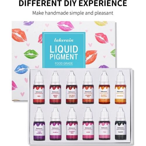12Colors/Lot Liquid Pigment for Lip Gloss Color Pigment Dyeing Colorant Water Oil Double Use Lipglos Diy Soap Slime Epoxy Candle