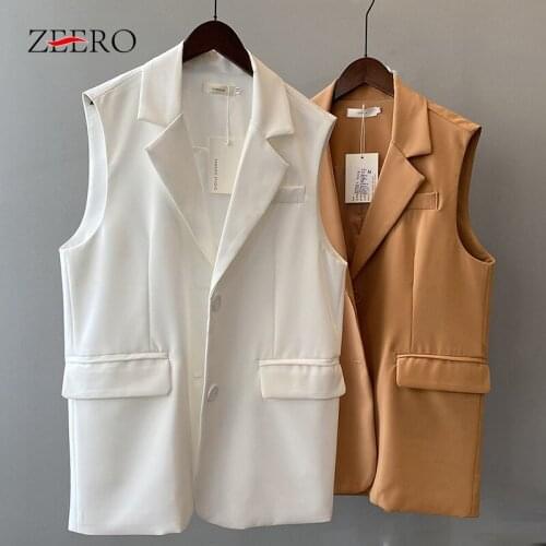 Spring Autumn Women Suit Collar Pocket Vest Coat Tops Female Clothing Pocket Single-breasted Korean Casual Vintage Loose Vests