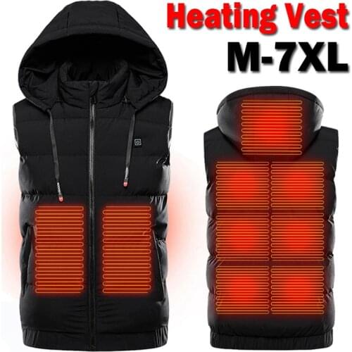 Electric Heated Vests Jacket Men Women Winter Outdoor Camping Hiking Fishing Warm Clothing USB Heating Tactical Vest With Caps