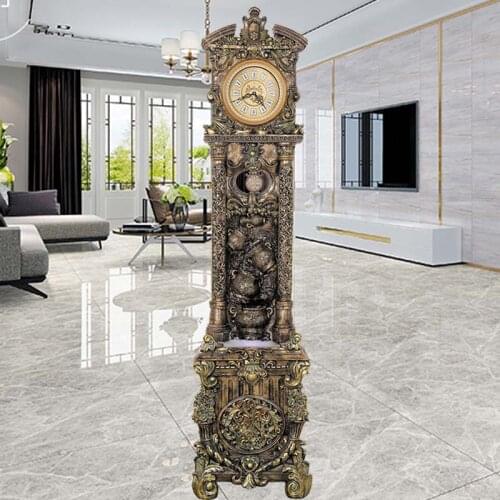 Zq Living Room the Grandfather Clock Large European-Style Pastoral Floor Classical Vertical Bell New Home Clock Desk Clock