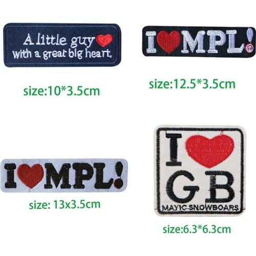 1PCS Black White English Alphabet Rectangle Embroidery Patches for Clothing Stripes Written Words Sticker Clothes Letters Badges